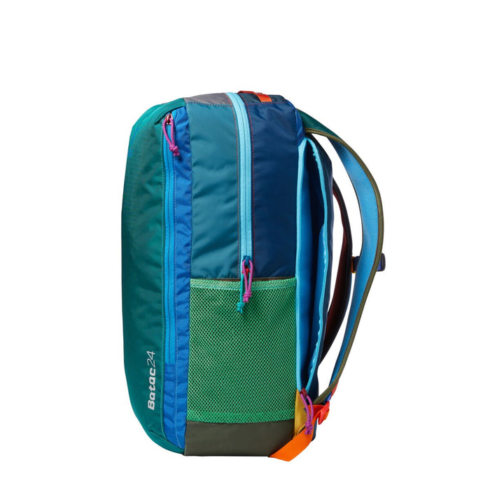 Cotopaxi Batac 24L backpack featuring a unique blue and green color pattern