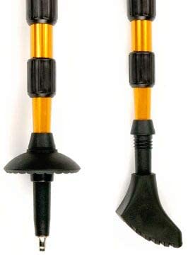 A pair of Rockwater Designs touring poles in black and yellow with ergonomic grips
