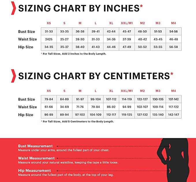 Sizing guide for the women's ScotteVest to ensure a perfect fit