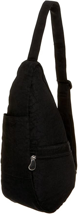 AmeriBag Healthy Back Bag in distressed black nylon with side zipper