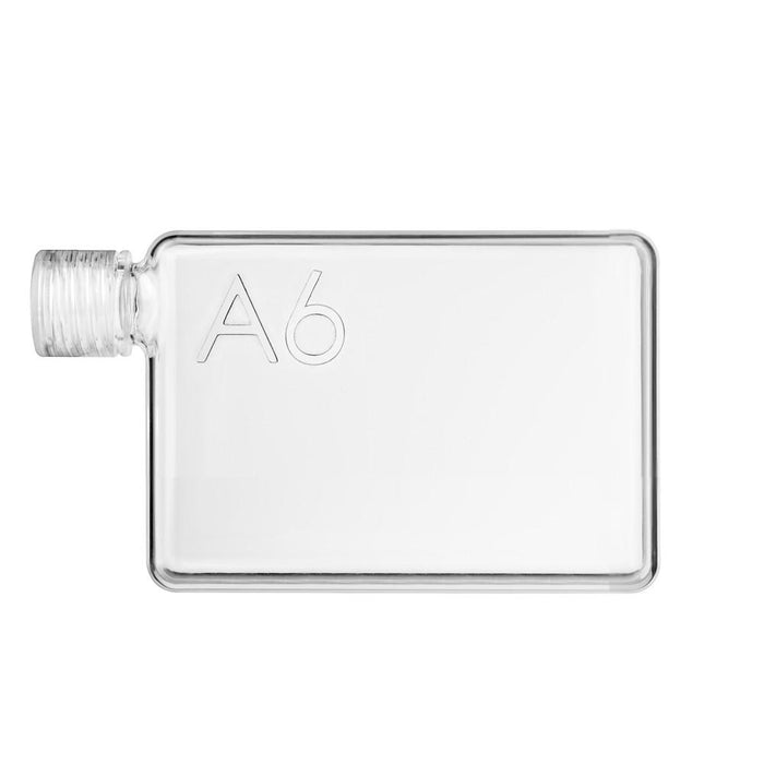 Transparent A6 memobottle with secure screw-top lid