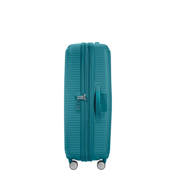 American Tourister Curio S-Tense series spinner in turquoise, 55cm