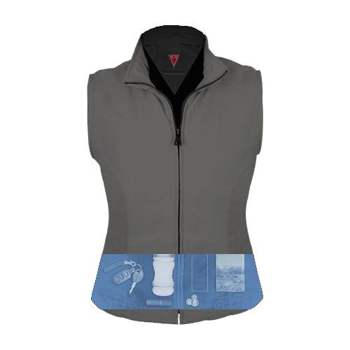 Functional design of a women's ScotteVest with zipper closure and multiple pockets