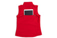 Red ScotteVest with a dedicated tablet compartment for tech-savvy users