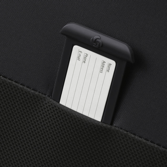 Samsonite D'Lite suitcase featuring an ID card slot on the front pocket