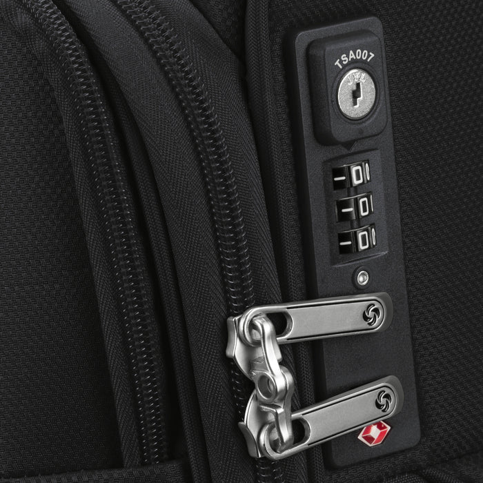 Detailed view of the Samsonite D'Lite's integrated lock system