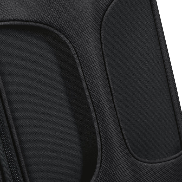 Close-up of Samsonite D'Lite Large Spinner's dual compartments