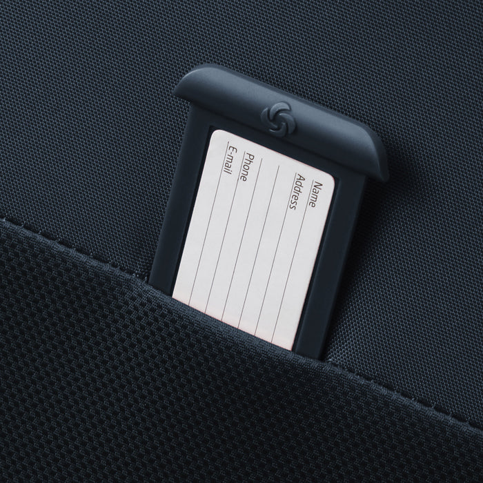 Close-up of the Samsonite D'Lite's luggage tag slot