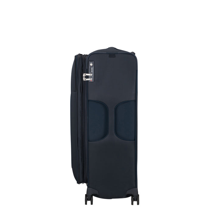 Frontal view of Samsonite D'Lite Large Spinner suitcase in black