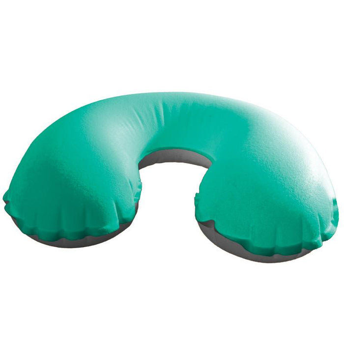 Aeros Traveller Neck Pillow in green, shown inflated