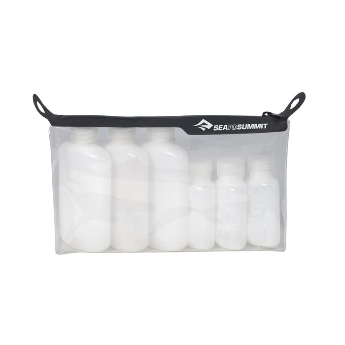 Sea to Summit Traveling Light Clear TPU Zip Pouch & 6 Bottles