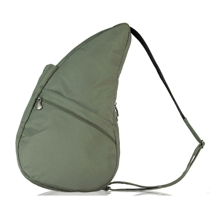 Front view of the green microfiber AmeriBag with zipper compartment