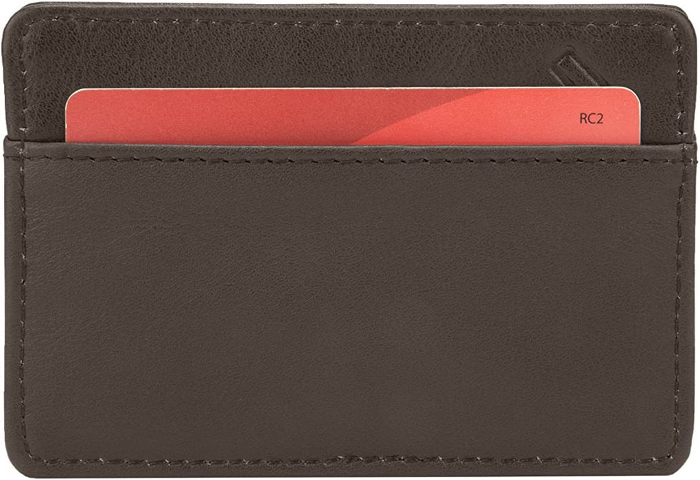 RFID Blocking Leather Card Sleeve-Dark Brown