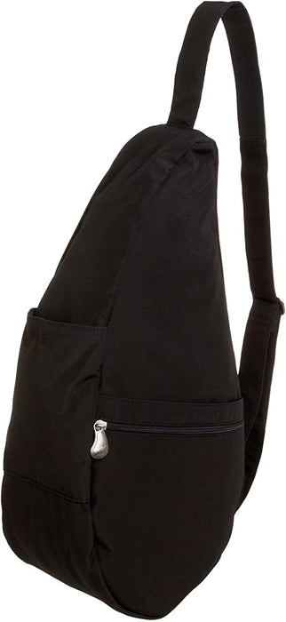 Medium-sized AmeriBag Healthy Back Bag in black microfiber with zipper closure