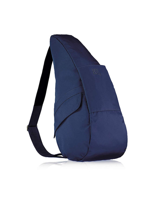Side profile of the AmeriBag Healthy Back Bag in blue with a sturdy strap
