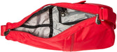 Side view of the AmeriBag Healthy Back Bag in red with zipper detail