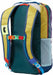 Detail of the vibrant, multicolored fabric of the Cotopaxi Batac backpack