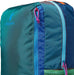 Cotopaxi Batac 24L backpack displayed in blue and green with visible zipper
