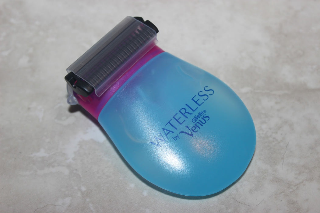 Gillette Venus Waterless Razor with blue and pink accents on handle