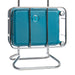 American Tourister Curio carry-on suitcase on metal stand in blue
