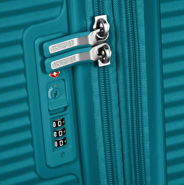American Tourister Curio hardside spinner with teal finish