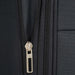 Macro shot of the zipper detail on the Samsonite Base Boost black luggage