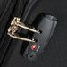 Detailed image of the metal lock feature on the Samsonite Base Boost black suitcase