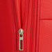 Close view of the zipper on the red Samsonite Base Boost expandable spinner