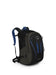 Detail shot of the Osprey Celeste backpack in black and blue color scheme