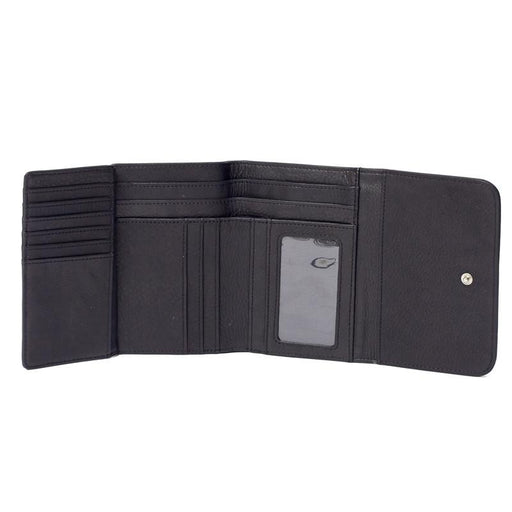 Women's Leather RFID Blocking Tri-Fold Snap Wallet - Jet-Setter.ca